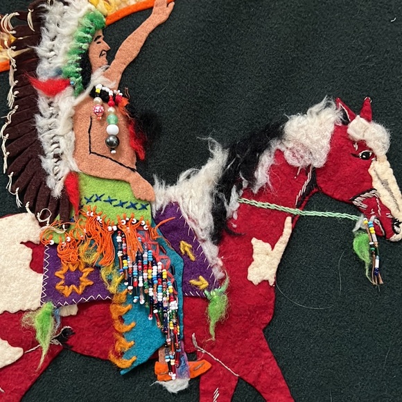 Vintage One of a kind hand made western beaded and appliqué wool green jacket. - Picture 4 of 7